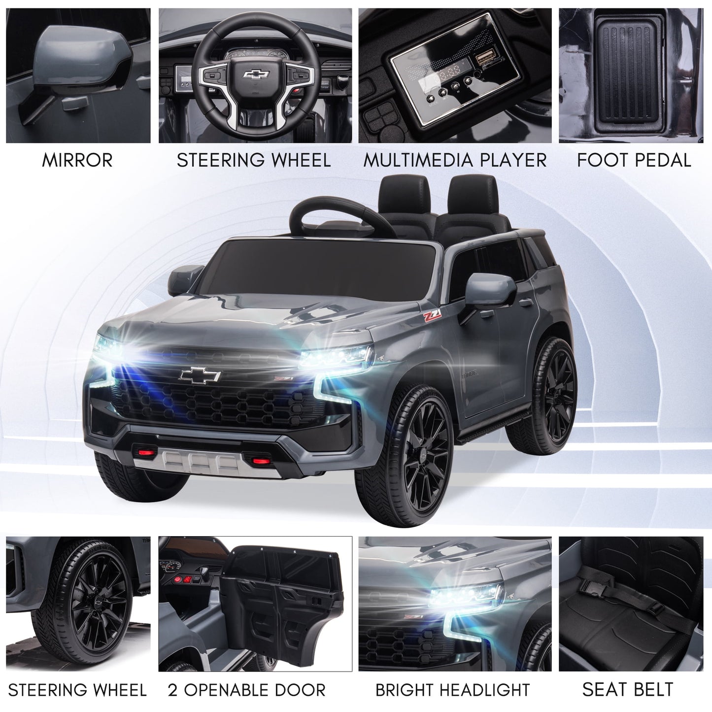 Kids Ride on Car, 12V Powered Ride on Toy with Remote Control, 4 Wheels Suspension, Safety Belt, MP3 Player, LED Lights, Electric Vehicles for 3-5 Years Boys Girls, Black