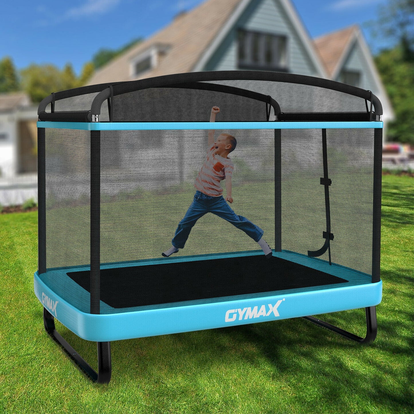 Gymax 6FT Recreational Kids Trampoline W/Swing Safety Enclosure Indoor/Outdoor Orange