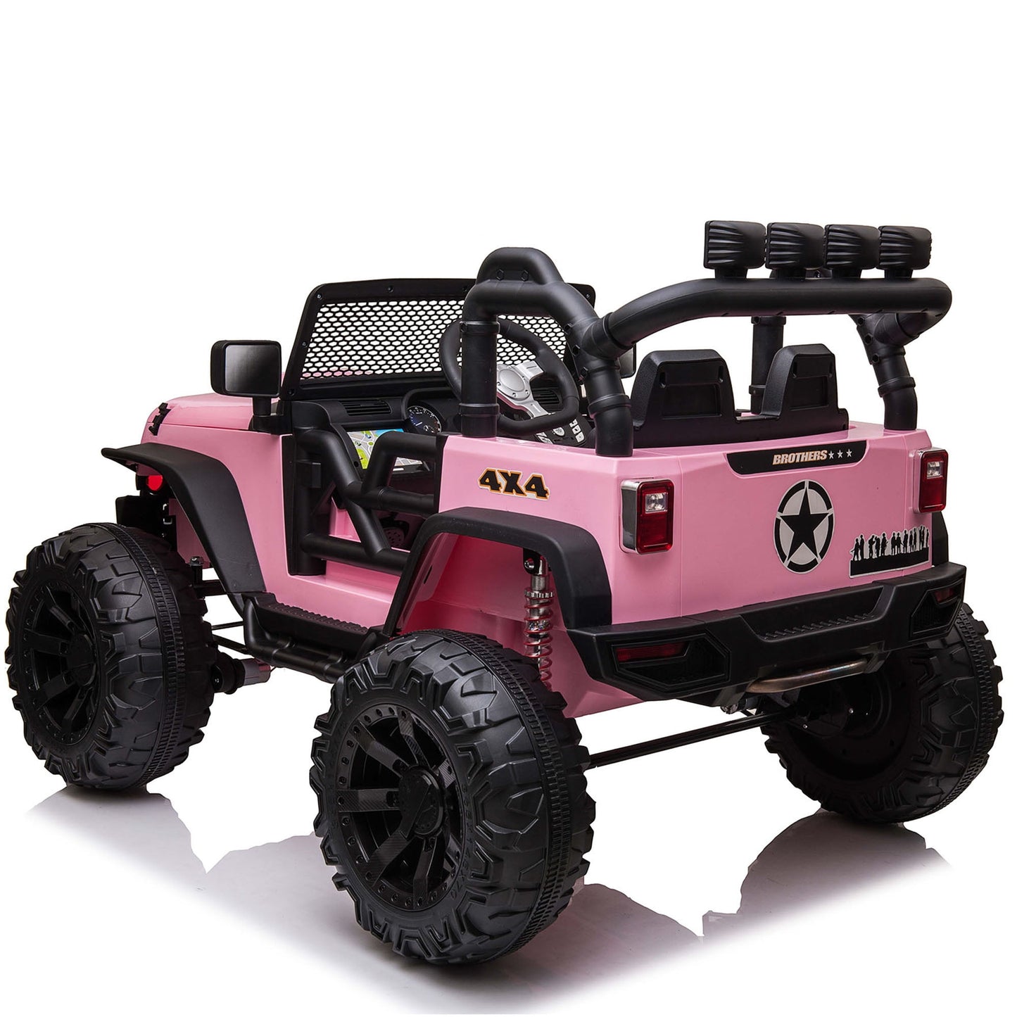Joyracer 4x4 24V Kids Ride on Truck Car with Remote Control & 2 Seater,800W Motor, 9AH Battery Powered Ride on Toys w/ Spring Suspension,  3 Speeds,LED Lights, MP3/Bluetooth Music for Girl Boy, Pink