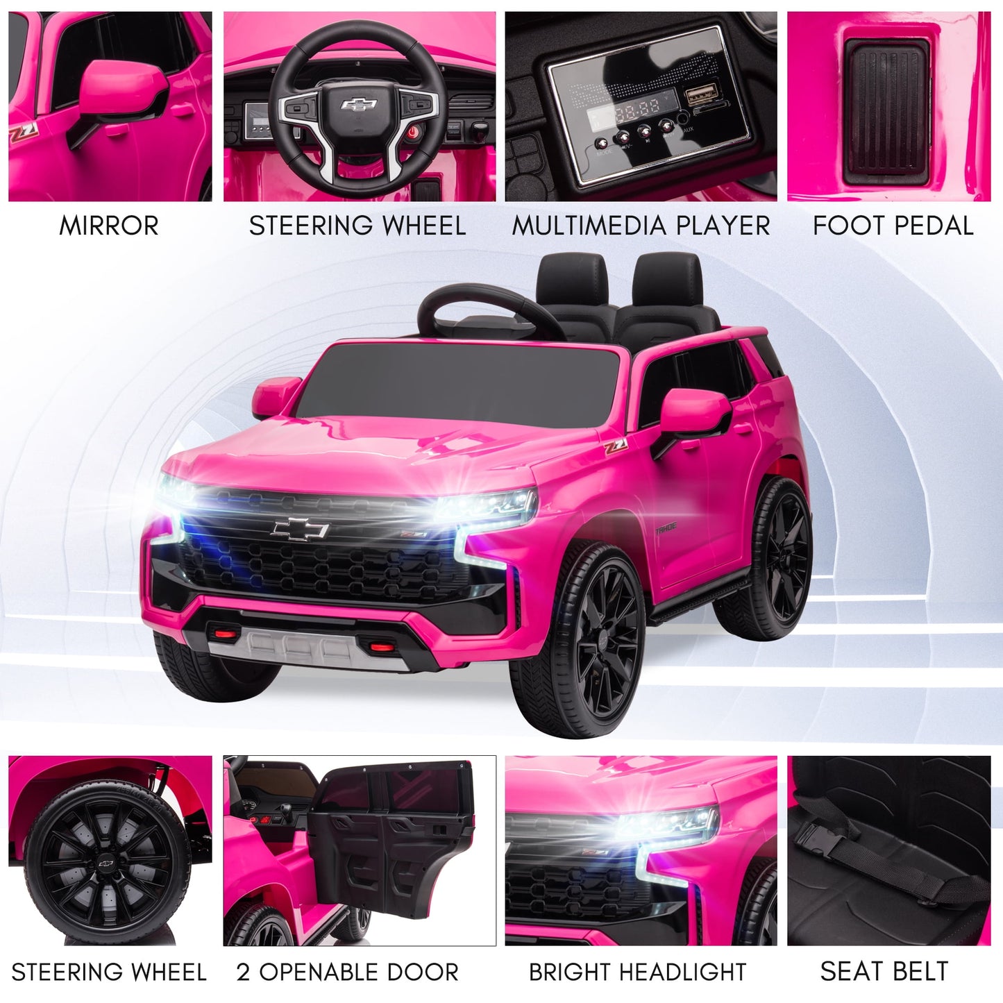 Kids Ride on Car, 12V Powered Ride on Toy with Remote Control, 4 Wheels Suspension, Safety Belt, MP3 Player, LED Lights, Electric Vehicles for 3-5 Years Boys Girls, Black